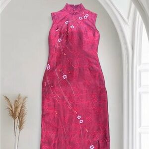 Elegant Pink Floral Women's Dress